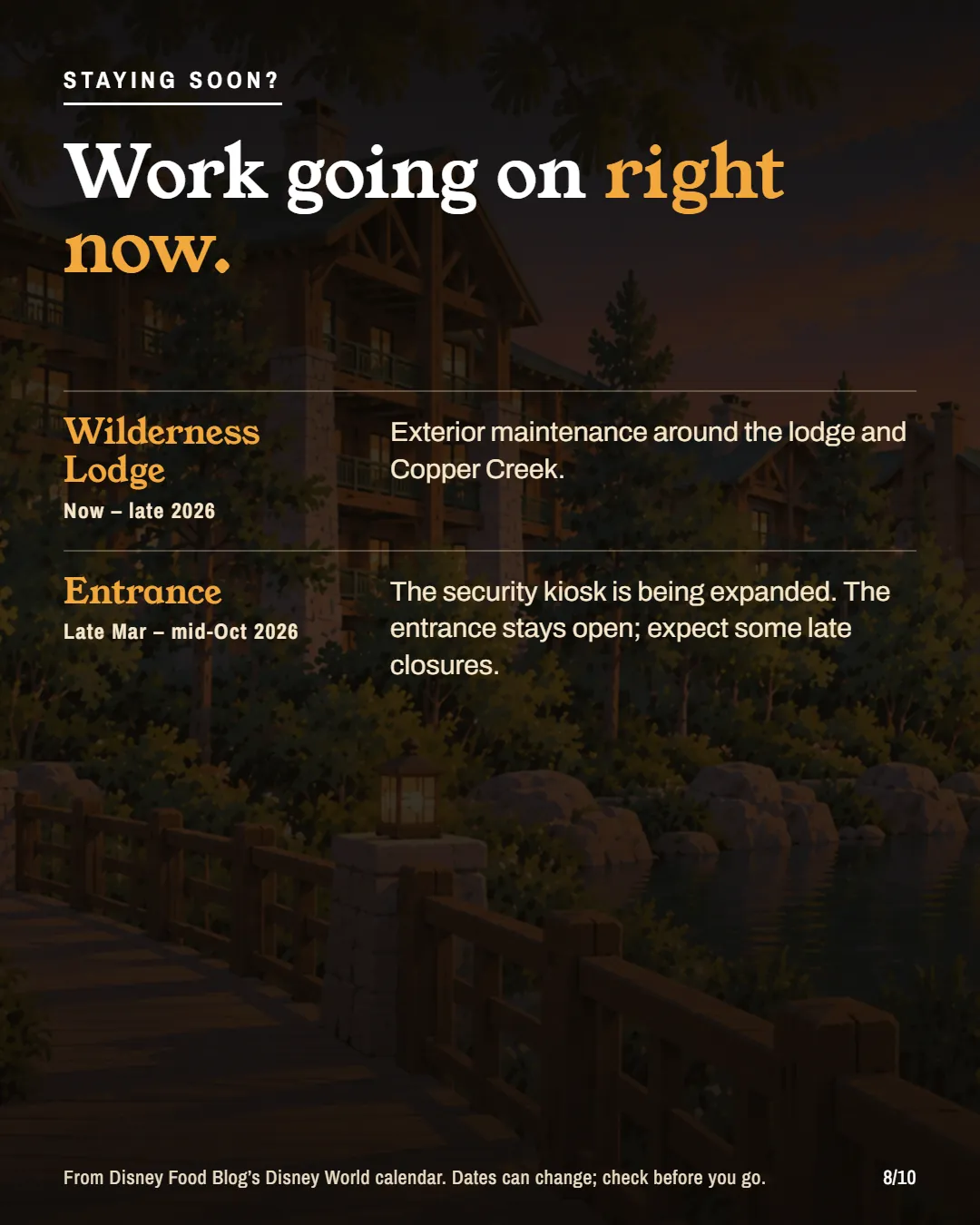 Current construction at Wilderness Lodge and Copper Creek.
